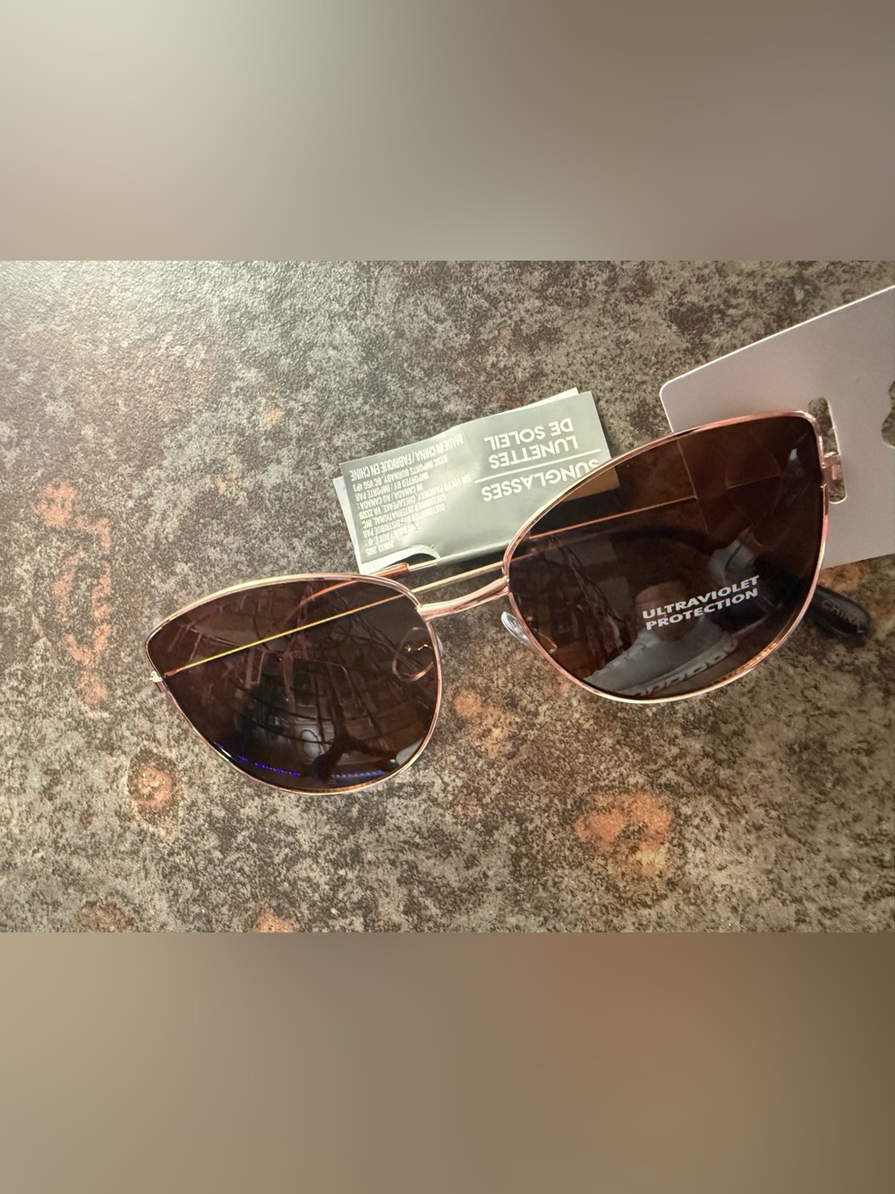 Brown & Gold Aviator Sunglasses NWT